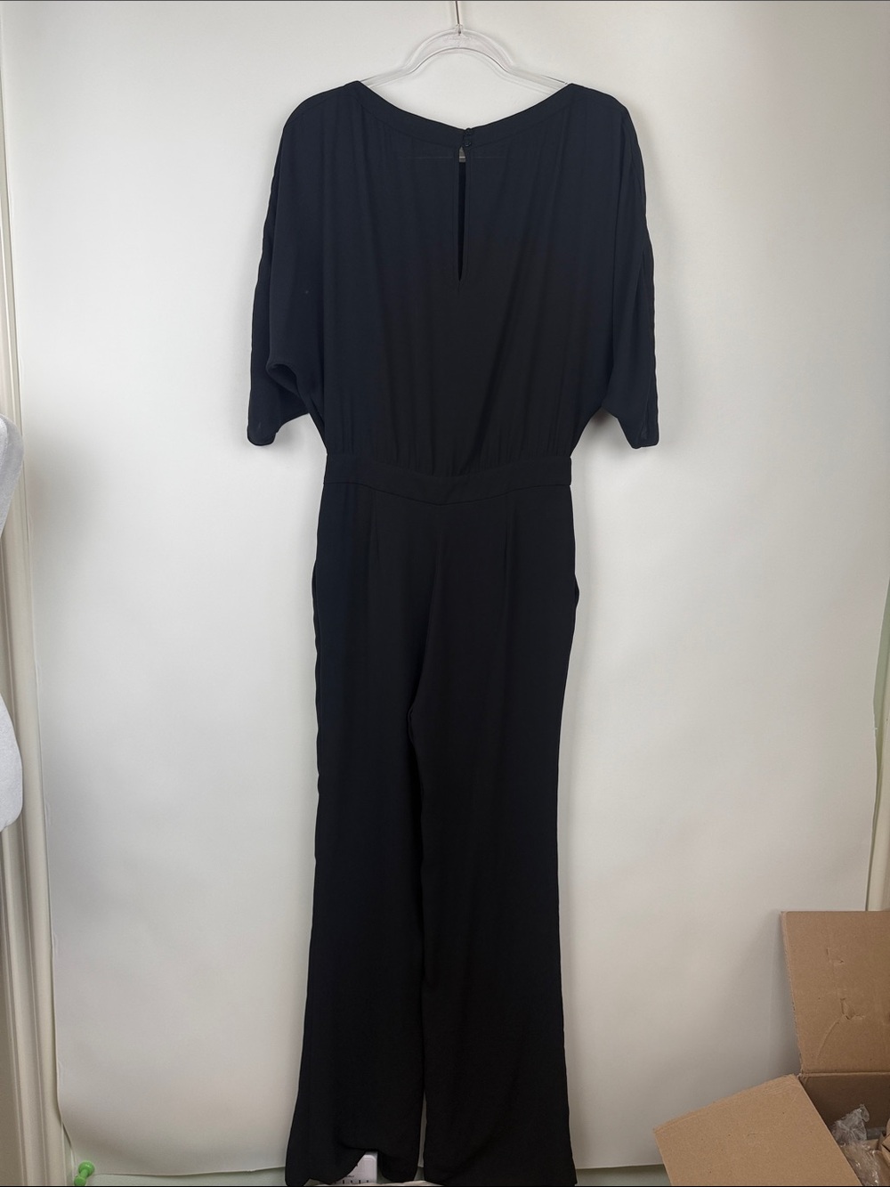 Diane Von Furstenberg DVF Black Lucy Blouson Boatneck Long Sleeve Jumpsuit Sz 6 - Picture 7 of 11